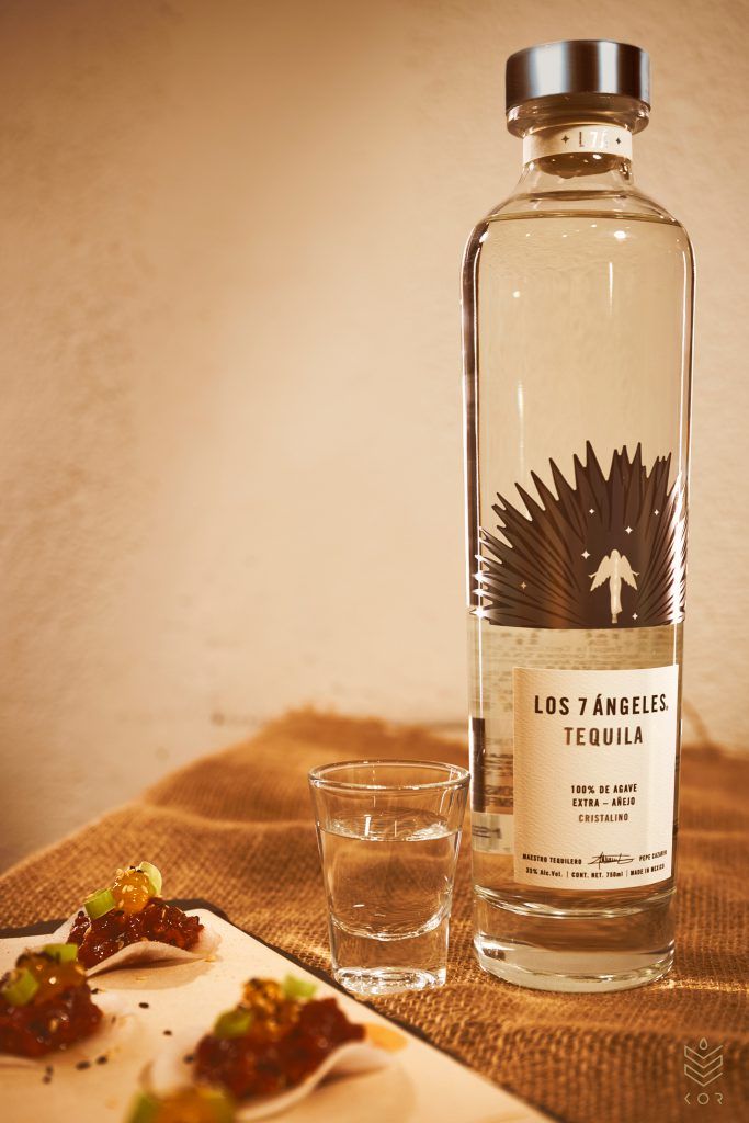LOS 7 ÁNGELES Tequila “L7A”. Served with Korean 'Taco'